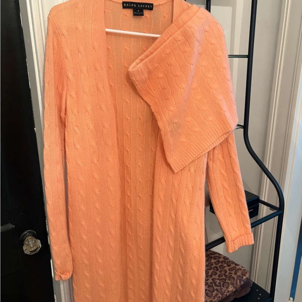 Ralph Lauren Black Label Tangerine Cashmere Cardigan Sweater Set